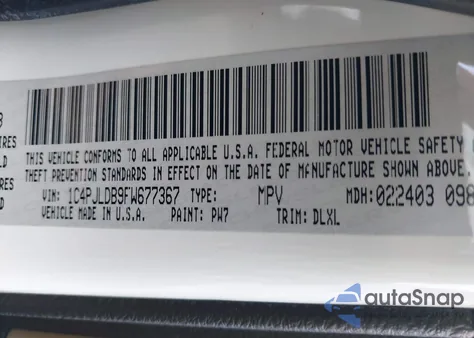 2015 Jeep Cherokee Limited из США, поврежденный, VIN 1C4PJLDB9FW677367